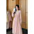 蔻线秋款女装2023新款连衣裙蕾丝长袖女秋冬季高级感气质收腰气质显瘦 粉色 L