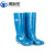 沸耐笙 FNS-04864 塑胶高筒圆头平跟防水雨鞋 网纱纯色通用PVC雨靴 蓝色 38 双