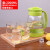 冷水壶玻璃大容量热水壶家用凉水壶玻璃套装 绿色防滑垫2000ML壶+4个260ML杯 子