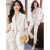 狮洛丹（SARRUDO）品牌白色短袖西装套装女夏季薄款新款职业装气质休闲西服外套 单件杏色西装 M