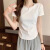 QIHUANGIEF/爱依·服官方网不规则短袖T恤女夏季2024新款修身显瘦可爱甜 白色 XL