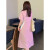 CAT AI TATA大码女装斤胖运动风连衣裙夏季新款显瘦修容裙 粉色 XL(130-150斤)