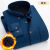 斐升（FEISHENG）冬季保暖衬衫男长袖加绒加厚灯芯绒含棉修身中年寸·衣条绒衬衣 牛仔蓝(加绒保暖款) XL 建议110-130斤
