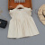 迪士尼（Disney）女童棉质风琴褶背心小衫中大童夏装新款全棉布无袖上衣娃娃衫套装 白 吊带 100cm