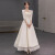 哈布蕾新娘婚纱2024新款小个子礼服法式长袖轻白色简约感缎面出嫁 白色 () S