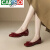 卡帝乐鳄鱼（CARTELO）鳄鱼浅口平底红色单鞋女2023春秋季新款法式漆皮小红鞋女皮鞋 酒红色跟高1.9CM 34