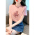 灵动的空气枫叶珠片短袖T恤女2024夏装新款宽松显瘦圆领棉质上衣体恤 粉色 S