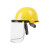 栗好嘉电焊面罩安全帽焊工专用防护面具透明耐高温全脸罩打磨头戴式割草 透明屏1片+铝支架+黄色安全帽