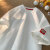 歌朴伟重磅短袖T恤男女美式华夫格新款时尚潮牌城市风貌五分袖夏季圆领 白色 L(建议110-135斤)