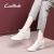 Carl Beck品牌坡跟单鞋女2023年春夏新款软底镂空皮鞋白色内增高旅游鞋女鞋 米白色 37