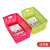 INOMATA 日本进口玩具整理收纳筐桌面零食储物篮厨房卫浴杂物盒套装 长方形宽形 绿色+玫瑰粉（2只装）
