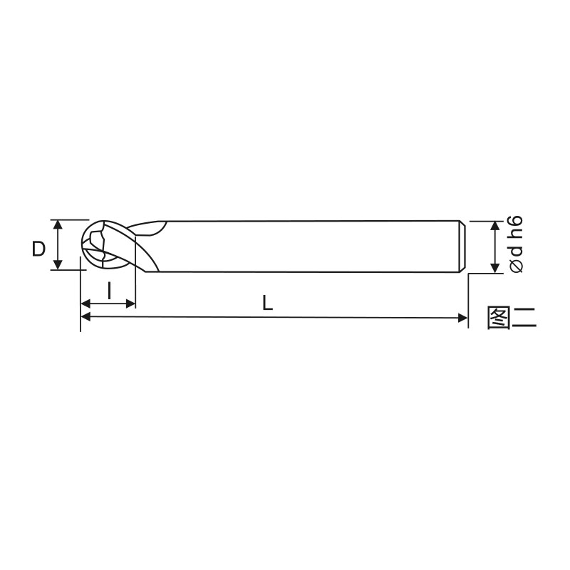 刃天行立铣刀PGMB20400-100S08通用加工2刃 球头铣刀 订制品