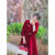以舟女儿结婚妈妈婚礼上穿的衣服夏季婚宴礼服连衣裙新款喜婆婆两件套 酒红色外套+连衣裙 M