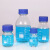 鸣固 蓝盖透明试剂瓶 带刻度实验室样品瓶 透明玻璃螺口取样瓶  50ml