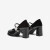 百思图24春季商场同款简约时尚玛丽珍粗高跟女单鞋M1011AQ4 黑色 34