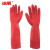 冰禹劳保清洁手套 加厚防滑耐磨护手 38cm红色乳胶 S码（1双）BH-271