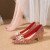 先百伦（SINBAVLEN）红色婚鞋女婚纱秀禾两穿高跟新娘鞋2023秋季新款法式结婚单鞋粗跟 金色 金色4.5厘米 35