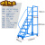 移动登高车仓库登高梯1/2/3米平台梯子带轮超市库房可移动取货梯 平台离地1.5m(0.6m宽)蓝色