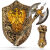 娇奴姬中世纪骑士盔甲儿童玩具罗马勇士铠甲可穿盾牌仿真剑斧子 弓箭套装(会发光带声音)