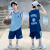 卡兔蓝猫（KATULANMAO）儿童无袖篮球服夏季套装男童中大童速干衣男孩背心运动夏装薄款潮 蓝色 120cm