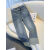 VPGX150小个子裤子复古蓝直筒牛仔裤女时尚新款高腰显瘦九分裤牛仔烟 浅色 单裤 26建议80-90斤