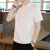 凉感夏季男士中国风短袖衬衫青年棉麻圆领中式居士服透气纯色衬衣 白色 L