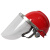 铝支架防冲击有机玻璃透明头盔安全帽打磨防护面罩PC耐高温满 红色ABS帽+4mm铝支架面罩百工