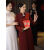 LKSX喜婆婆婚宴时尚礼服高档冬装平时可穿冬季高端旗袍妈妈装中式新款 酒红色 M