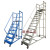仓库登高车超市货架式上货登高梯库房理货取货可移动带轮平台梯子 3踏步平台高度1.0米(0.6m宽) 蓝色