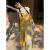 梦园朵C春季2024新款时尚设计感手工钩织流苏波西米亚风吊带外衫连衣裙 黄色 均码