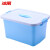 冰禹 BYA-234 塑料带提手收纳箱  加厚杂物整理箱 北欧蓝标准中号15L