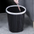 希万辉 黑色垃圾桶商用无盖简约创意欧式圆形塑料压圈大号垃圾桶 黑色-中号（2个装）