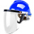 工孚 安全帽式支架面屏面罩防护冲击头戴式焊帽 单位：套 【蓝】安全帽+支架+茶屏 