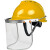 安全帽带面罩全脸防护透明PVC铝包边烧焊防飞溅防冲击打磨面屏 蓝色安全帽+支架+1张屏