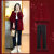 索宛亦（SUOWANYI）学院风甜美时尚套装女2022秋季新款毛衣开衫外套牛仔裤洋气两 红色毛衣外套+黑色牛仔裤两 S 80-90斤
