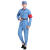 军佑 儿童成人红军演出服全套男女八路军表演服合唱团舞蹈服套装 蓝色短袖 140 