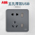 ABB 纤悦系列古典灰色开关插座面板86型照明电源插座 斜五孔AR205-G