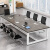 实木会议桌简约现代生态板大桌子工作台洽谈桌长方形办公桌椅组合 浅灰色