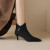 奢迪卡奢侈新品牌踝靴女年冬季新款高跟金属纯色尖头短靴女靴子 黑色 34
