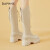达芙妮品牌白色长筒靴女高筒靴2023年新款秋冬靴子女小个子长靴骑士靴 米色单里BN4622607092 35