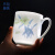 凡皙醴陵手绘陶瓷水杯办公室茶杯陶瓷单个带盖把手会议水杯子礼品定制 经典款兰草（带杯碟）