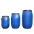 仕必得 法兰桶新料塑料铁箍桶密封桶抱箍桶法兰桶油脂桶废液桶 30L蓝色特厚-矮胖款