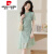 皮尔卡丹（pierre cardin）轻奢中国风改良新式旗袍年轻款2024新款夏季时尚复古显瘦蕾丝连衣 绿- M