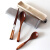 一立 创意木质便携餐具 学生原木勺子木筷子便携盒三件套装 套装二