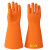 双安高压绝缘防护手套防电带电安全作业劳保橡胶手套耐高压10kv/15kv/25kv 橙色