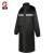 厚创 可印字连体雨衣加长款荷叶式防雨服反光雨衣单人成人风衣雨衣 黑色 XL（175-180cm）