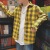 嘉晔（JIAYE）衬衫男秋季新款格子衬衫长袖韩版潮牌学生休闲衬衣外套件 黄色 L