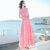 西子美丽心情夏季女装修身无袖雪纺长裙连衣裙波西米亚海边度假沙滩裙 图片色XZ17A618 M