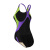 英发（YINGFA）女士游泳衣连体三角竞速训练带胸垫泳衣学生游泳装 976-1黑拼紫绿 (有胸垫) 3XL