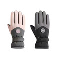 尤池哩男女冬滑雪手套棉成人防水加厚保暖手套户外玩雪五指手套登山骑行 粉灰【女款均码】